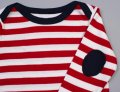 Baby T-shirt stripy longsleeve Babybugz BZ38 rood-White-navy